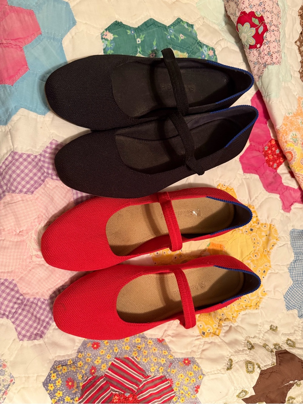 Rothy's Women's Black and Red Mary Jane Flats